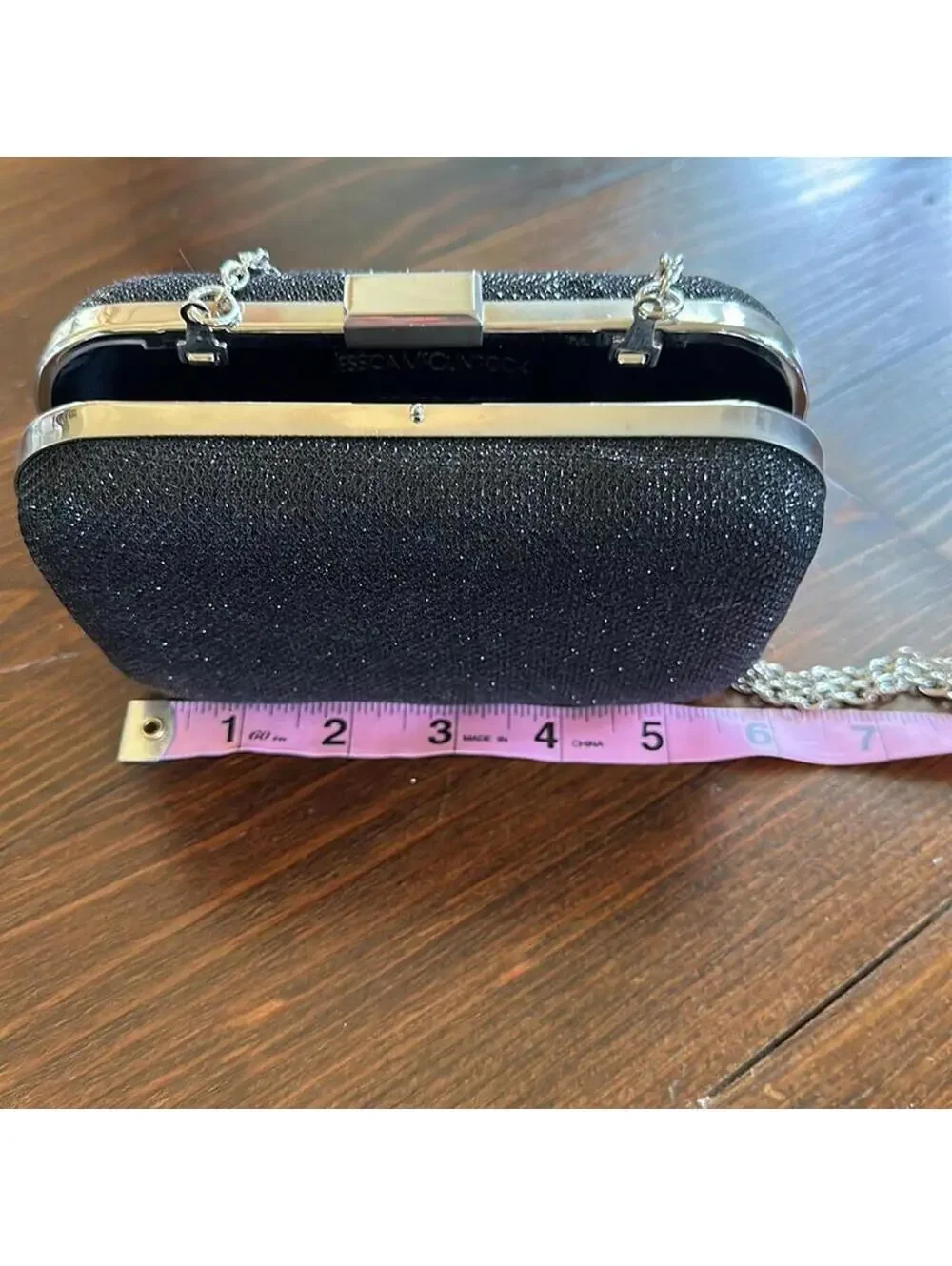 Jessica McClintock | Black & Silver Crossbody Clutch | 0725